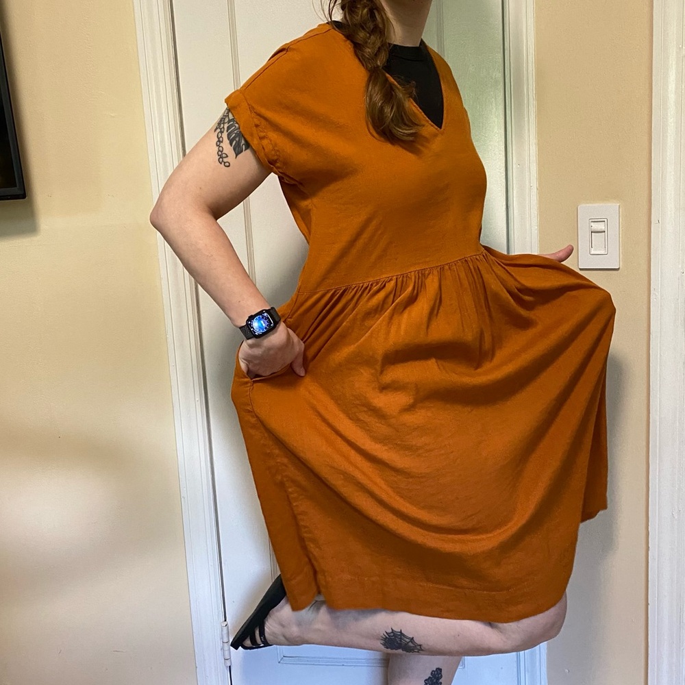 LOFT clay relaxed dress with pockets